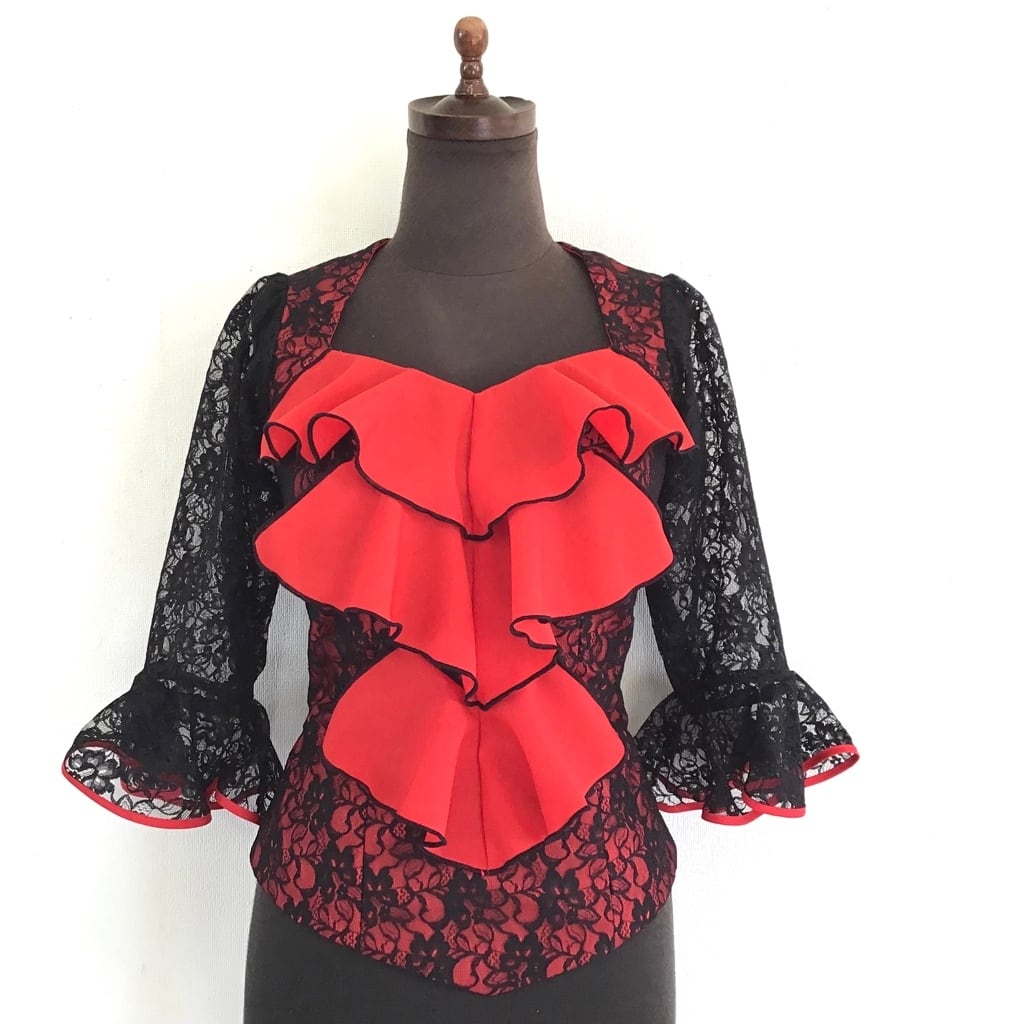 フラメンコ衣装 ブラウス フラメンコ衣装 ブラウス・スカートセット LLサイズ K909G316