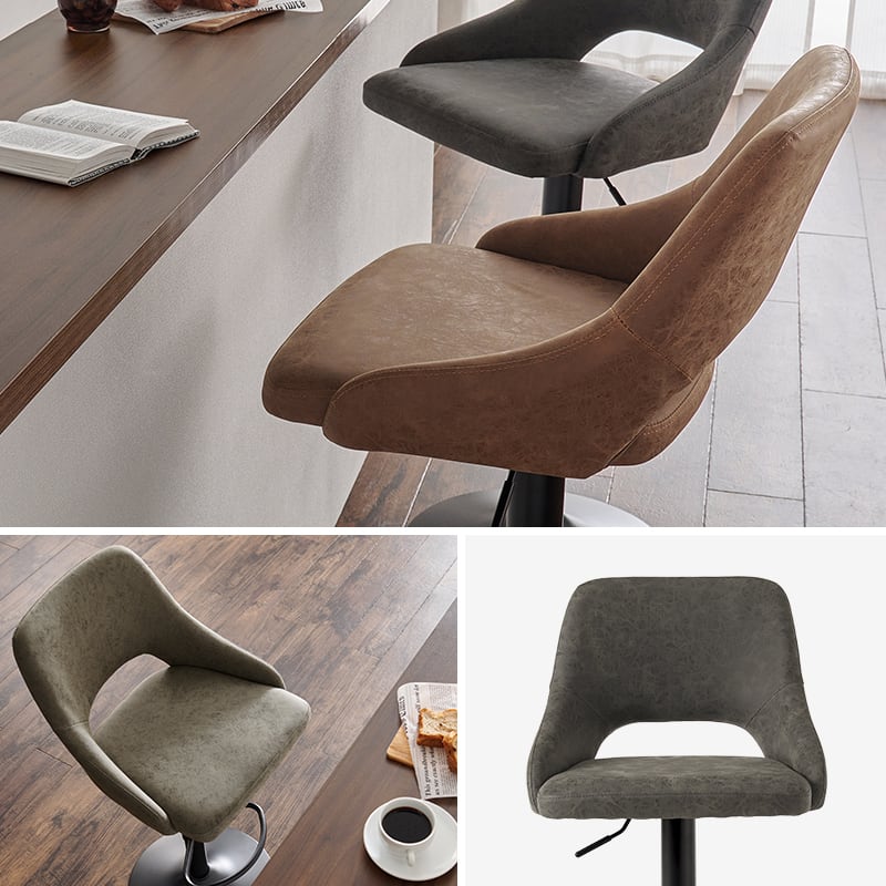 【組立式】昇降式バーチェア カウンターチェア ヴィンテージ調 カフェスペース 3色展開 幅48cm