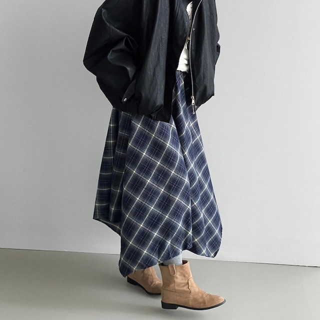 asymmetrical check skirt 10841