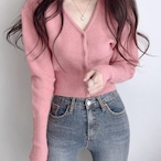 Cropped V-Neck Knit Cardigan