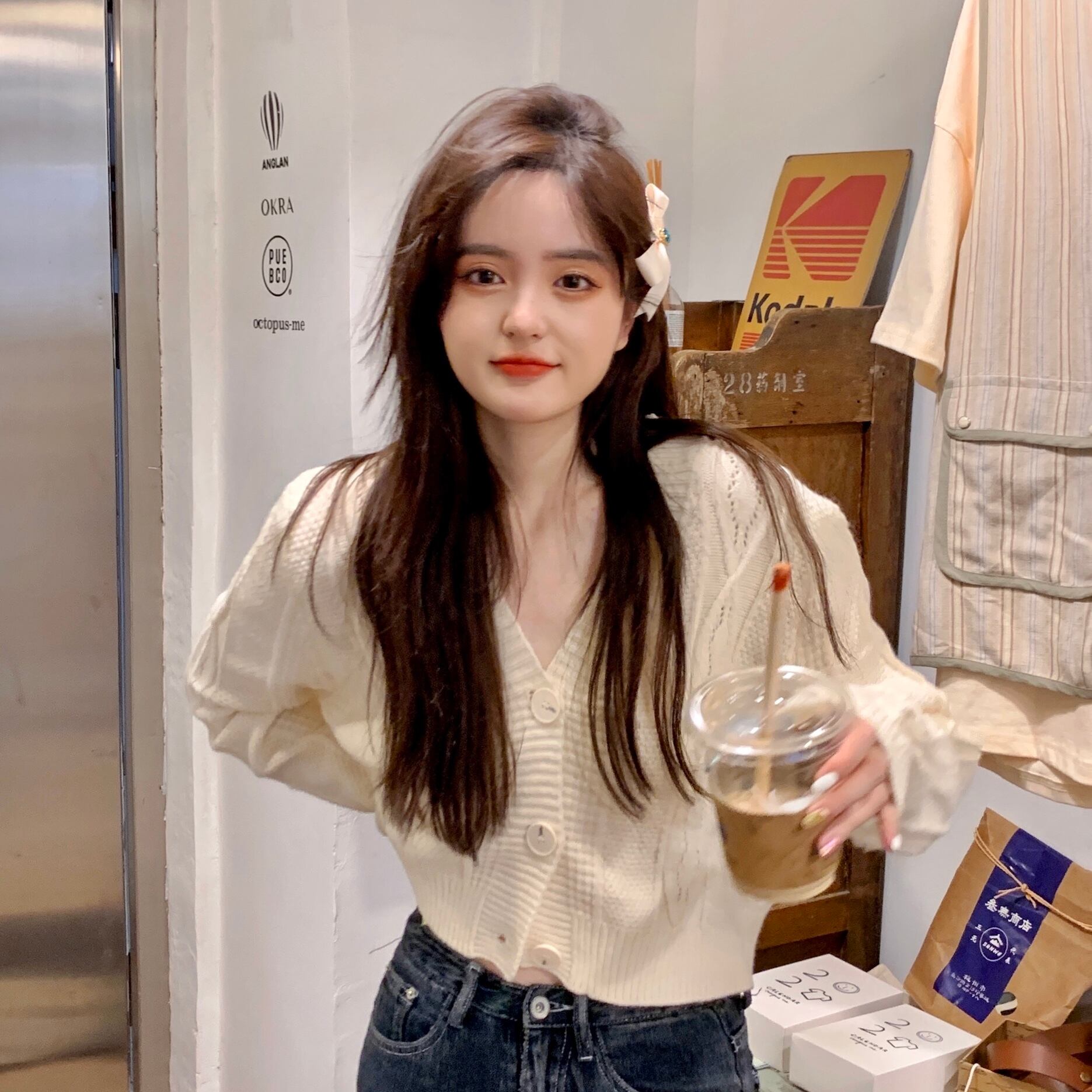 スタイルVネックセーター オータムショートカーディガントップス ロング 秋物 モンロー13327017227