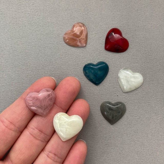 〈再入荷〉マーブルハートのカボションパック（4p）