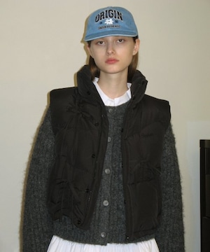 [SINOON] RIBBON DETAIL PUFFER VEST (BLACK)