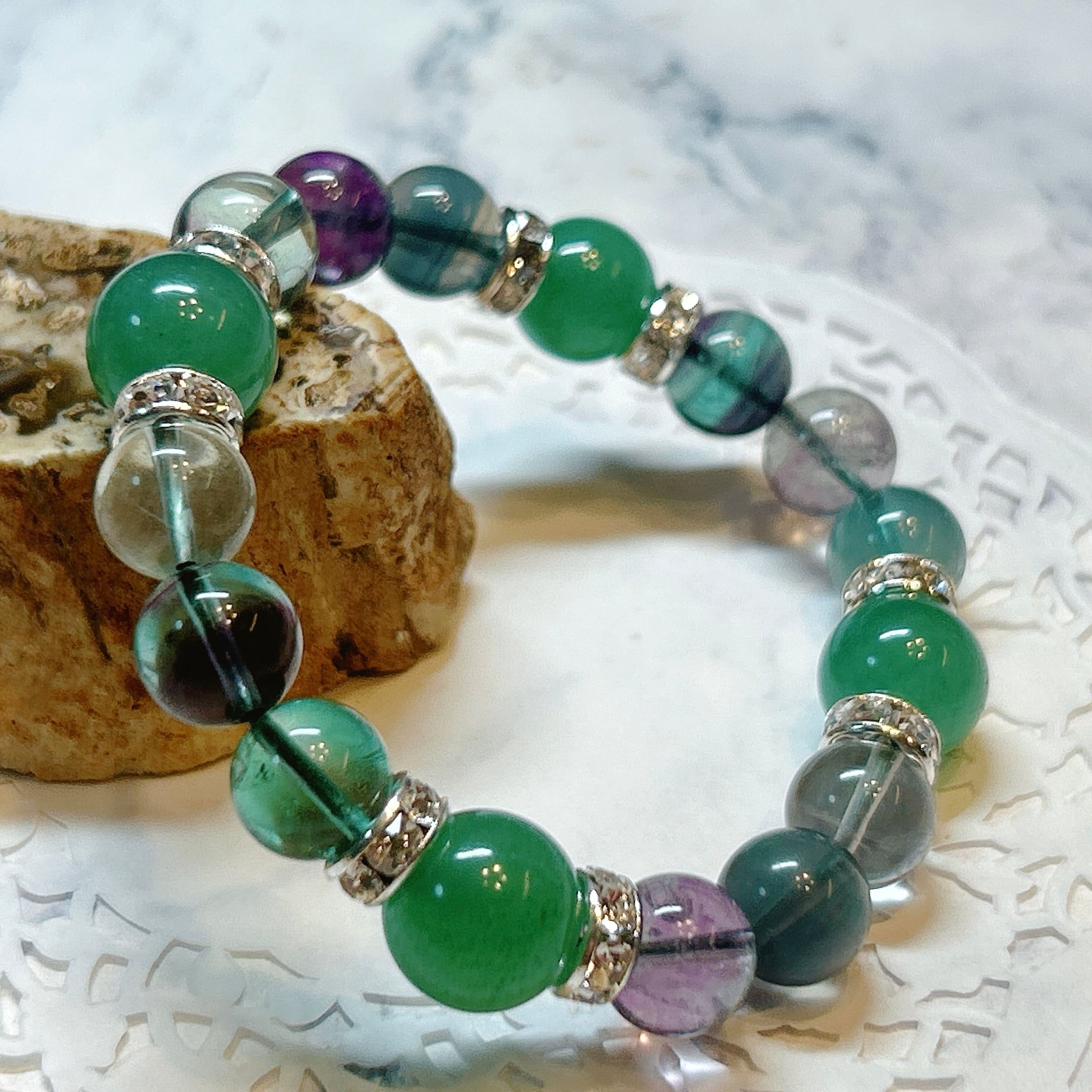 19631】フローライト グラデーション ブレスレット Fluorite bracelet
