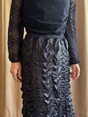 black mode design stretch long skirt-5093-12