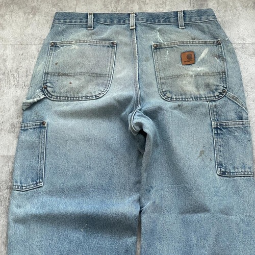 襤褸メキシコ製 デニム ダブルニー Carhartt B73 DST 33×32 詳細写真14