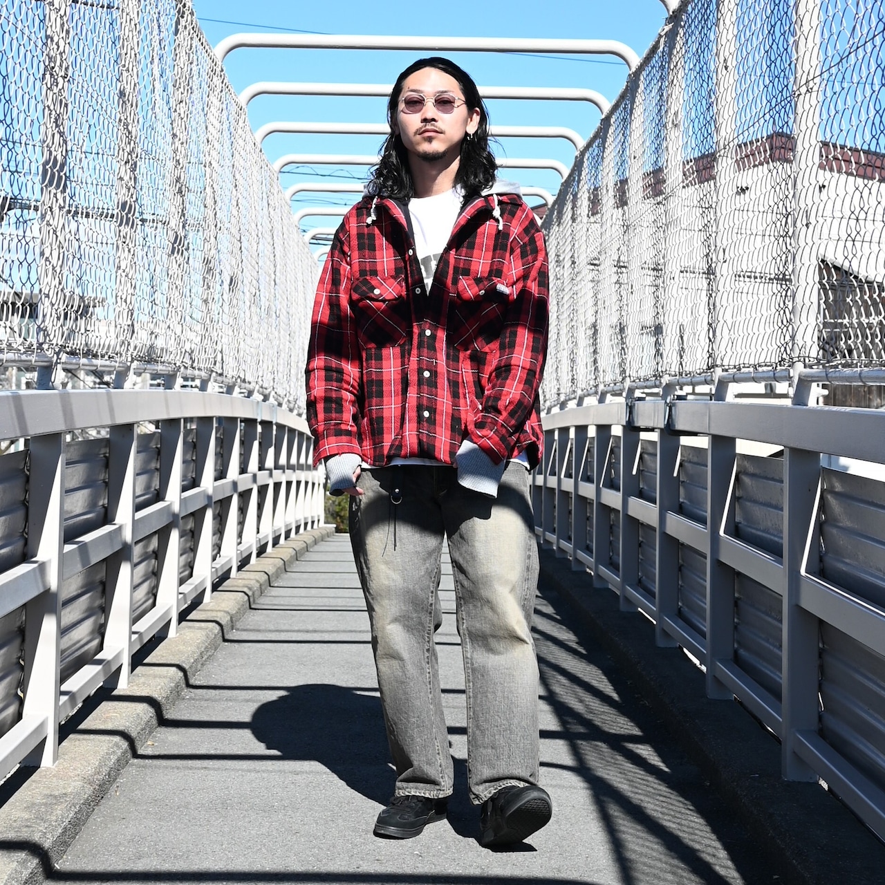 VINTAGE SingleLeatherJacket Leh / Hoodie Layered Shirts