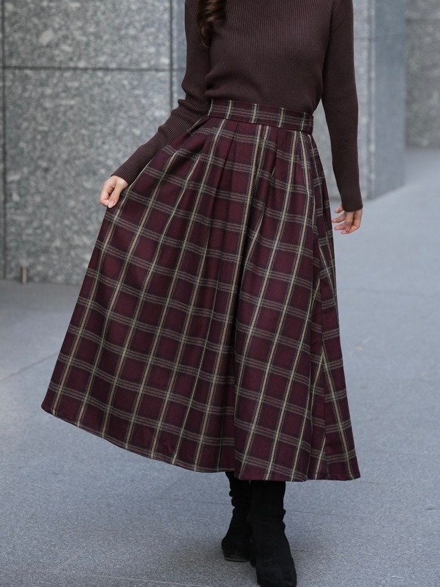 チェックフレアスカート