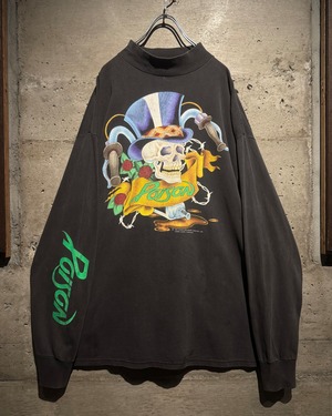 【Caka】90's “Poison” Skull Print Design Loose Mock Neck L/S Tee