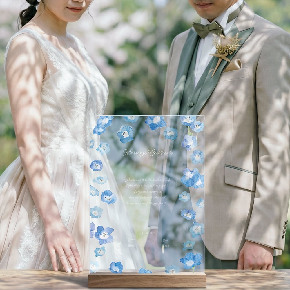 ネモフィラの結婚証明書 アクリル クリア 誓約書 ウェディング | Spica