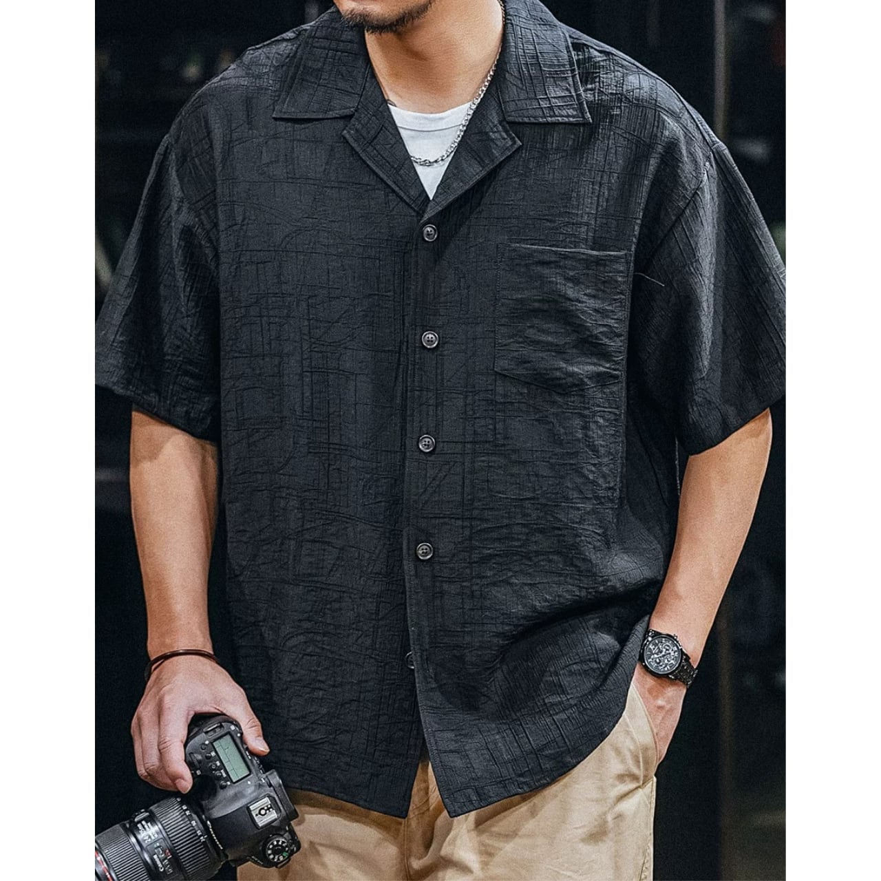 オープンカラー ショートスリーブ シャツ 00282