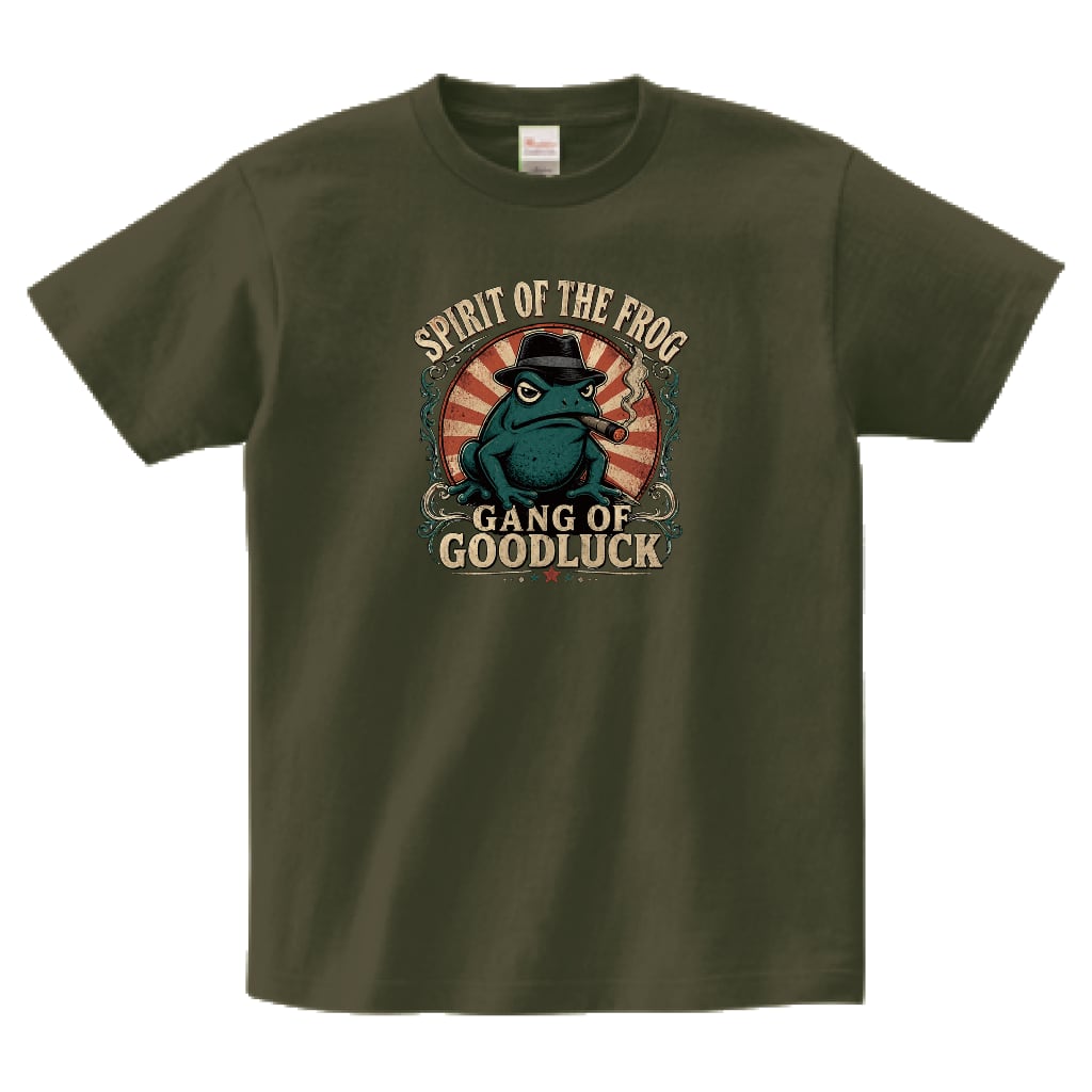 SPRIT OF THE FROGヴィンテージ風エンブレムTシャツ