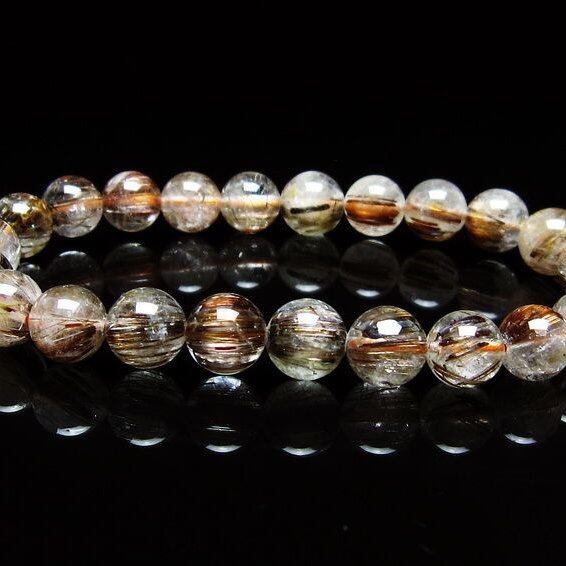 キャッツアイルチルクォーツ ブレスレット 8mm ルチルクォーツ ブレス 一点物 メール便可 [M便 1/10] 111-45788