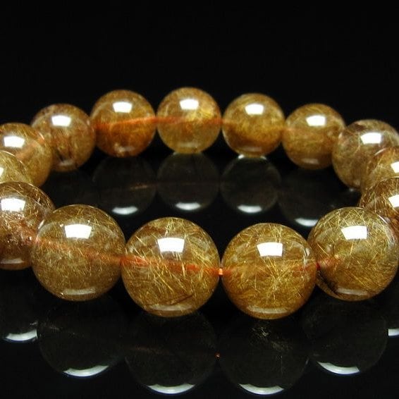 ルチルクォーツ ブレスレット 15mm ブロンズルチル ブレス 一点物 111-50774