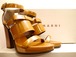 美品8万◆MARNI マルニ リボンデザイン プラットフォーム ウッドソール ストラップ サンダル 茶◆ 可愛らしさと高級感が共存した希少モデル