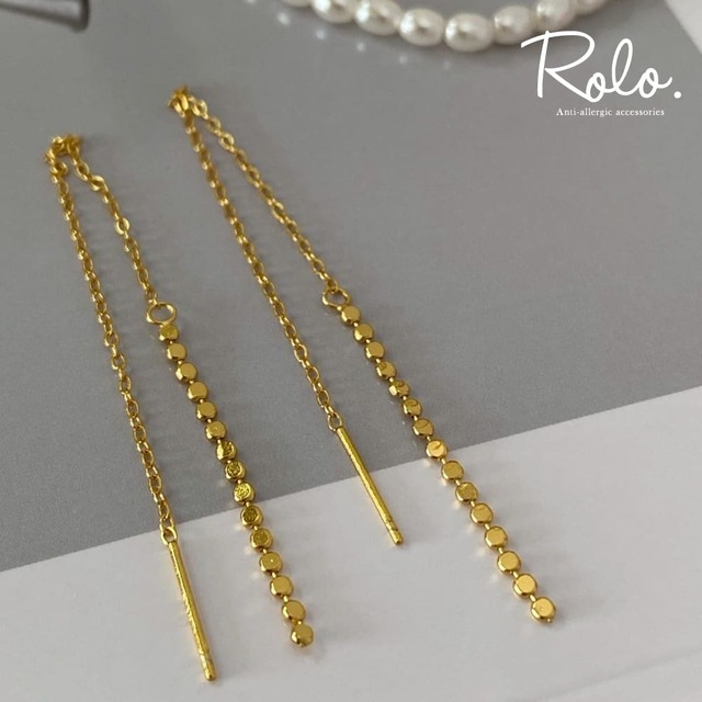 フラットボールチェーンピアス シルバー925