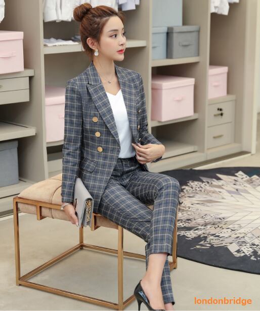 スタイリッシュなデザイン レディース パンツスーツ スーツ レディース フォーマル パンツスーツ 2点セット 上下セット セットアップ ジャケット おしゃれ 韓国風 ママスーツ 学生 母親 七五三 チェック柄 発表会 結婚式 普段着 入園入学 卒園卒業 送料無料 韓国