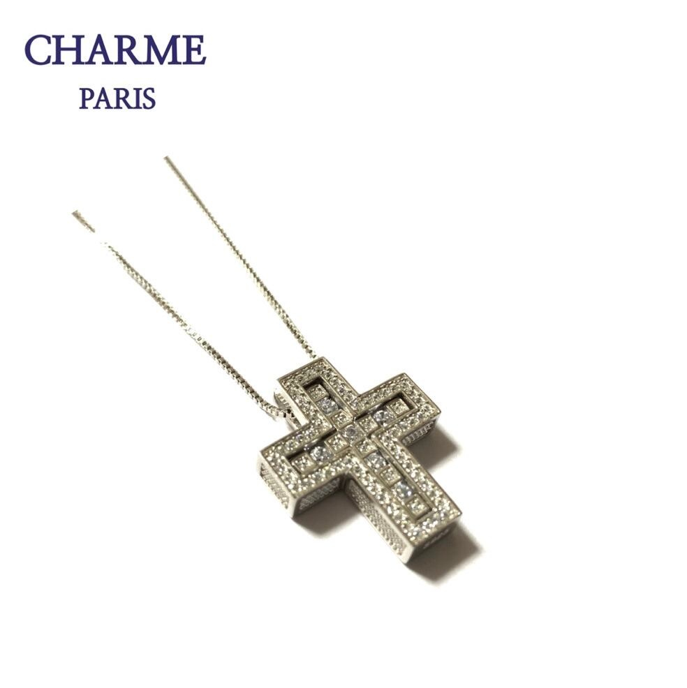 white gold coating cz diamond separate  necklace