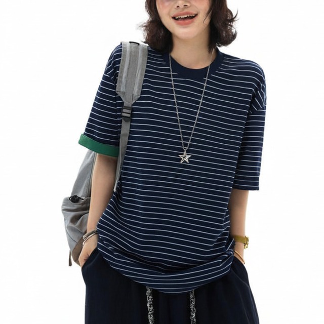 color-point border short-sleeved tee　カラーポイントボーダー半袖ティー　J1908