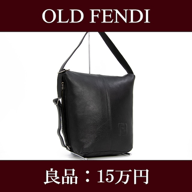 【限界価格・送料無料・良品】OLD FENDI・オールドフェンディ・ショルダーバッグ(人気・高級・レア・黒・ブラック・鞄・バック・E139)