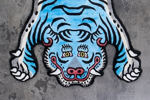 Tibetan Tiger Rug 《Sサイズ•シルク・オリジナル1•ブルー396》チベタンタイガーラグ
