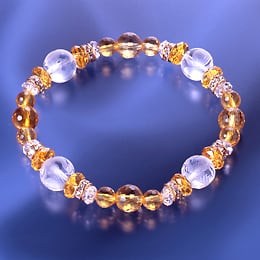 シュシュ ヘアゴム パワーストーン シトリン×クラック水晶