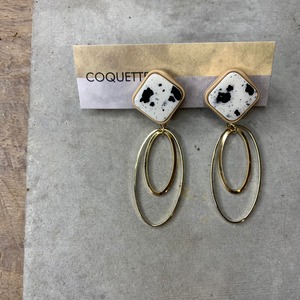 イヤリング　スクエアダルメシアンと輪っか