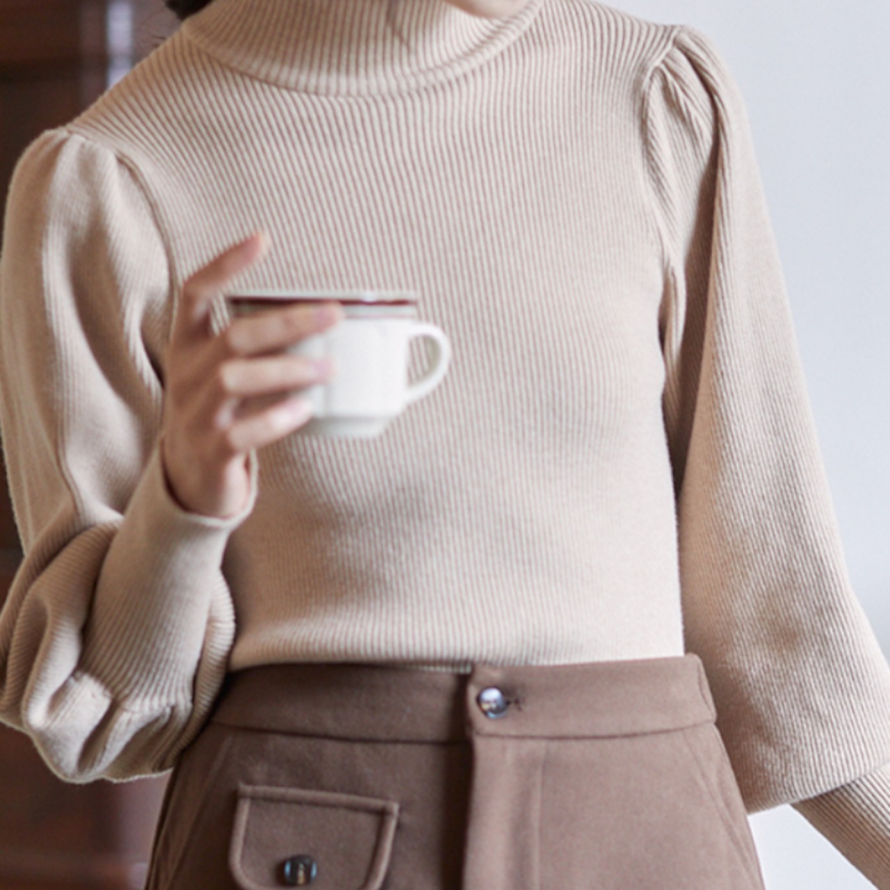 ハーフタートルネックボトミングニットトップ W00944