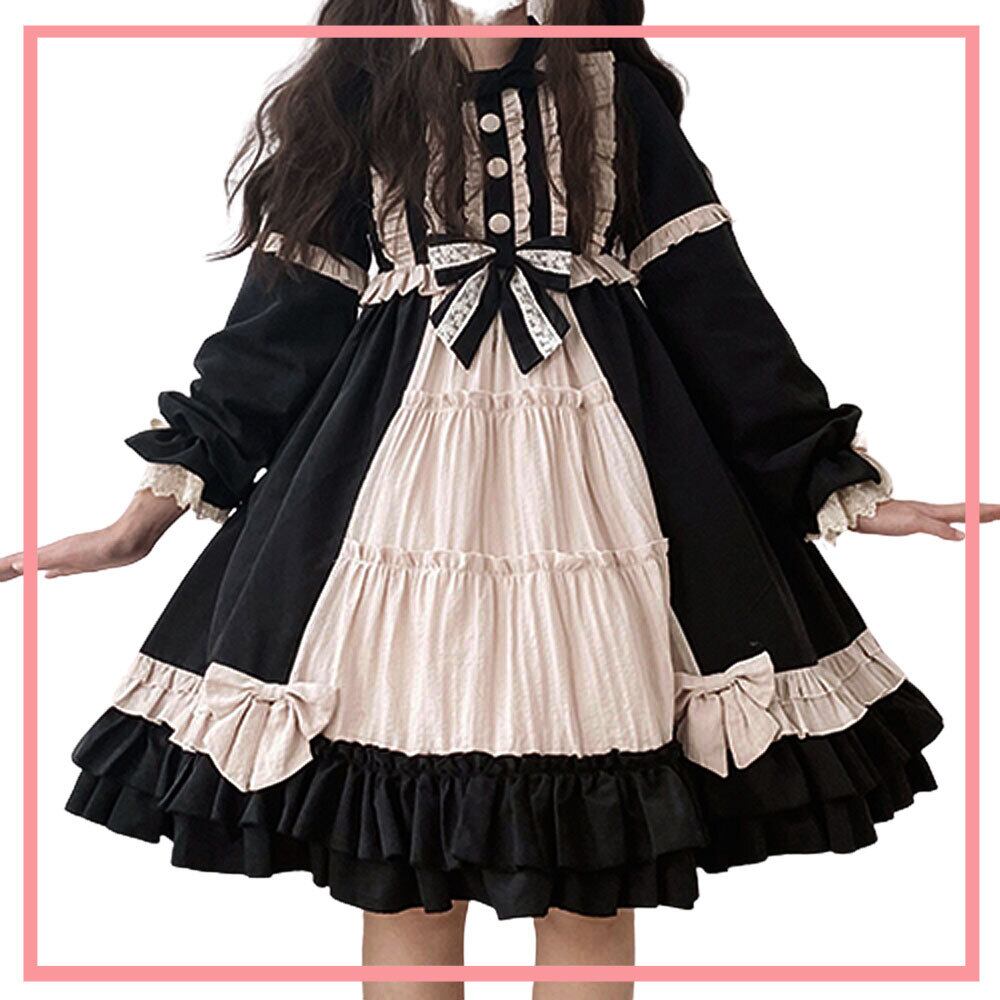 ロリィタおとぎ話ガーリーワンピース ブラック Black Lotus