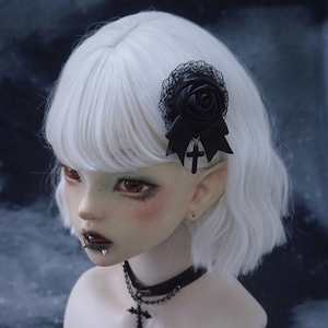 ブラックリボンクロスコサージュヘアアクセ（lli_1615）