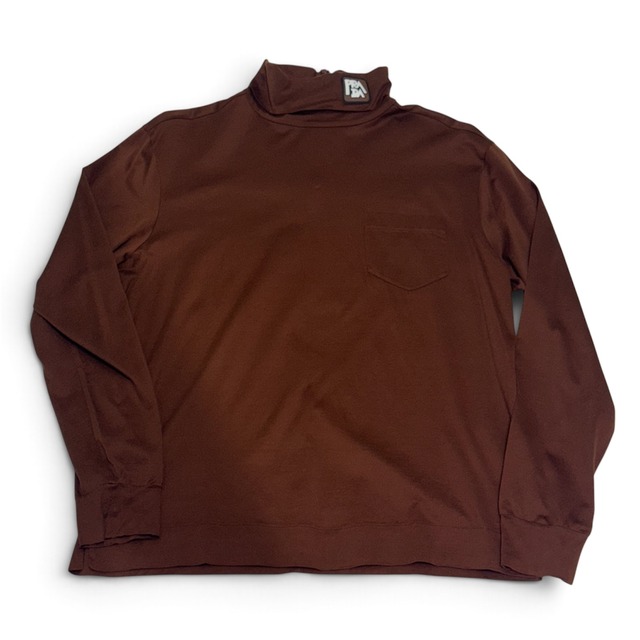 PRADA タートルネックバックジップ Tシャツ ブラウン コットン プラダ
