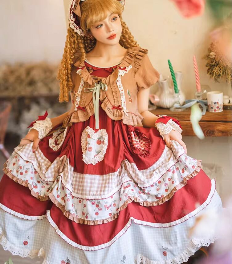 ロリータファッション ワンピース + ボレロ 2点セット 長さ変更可能
