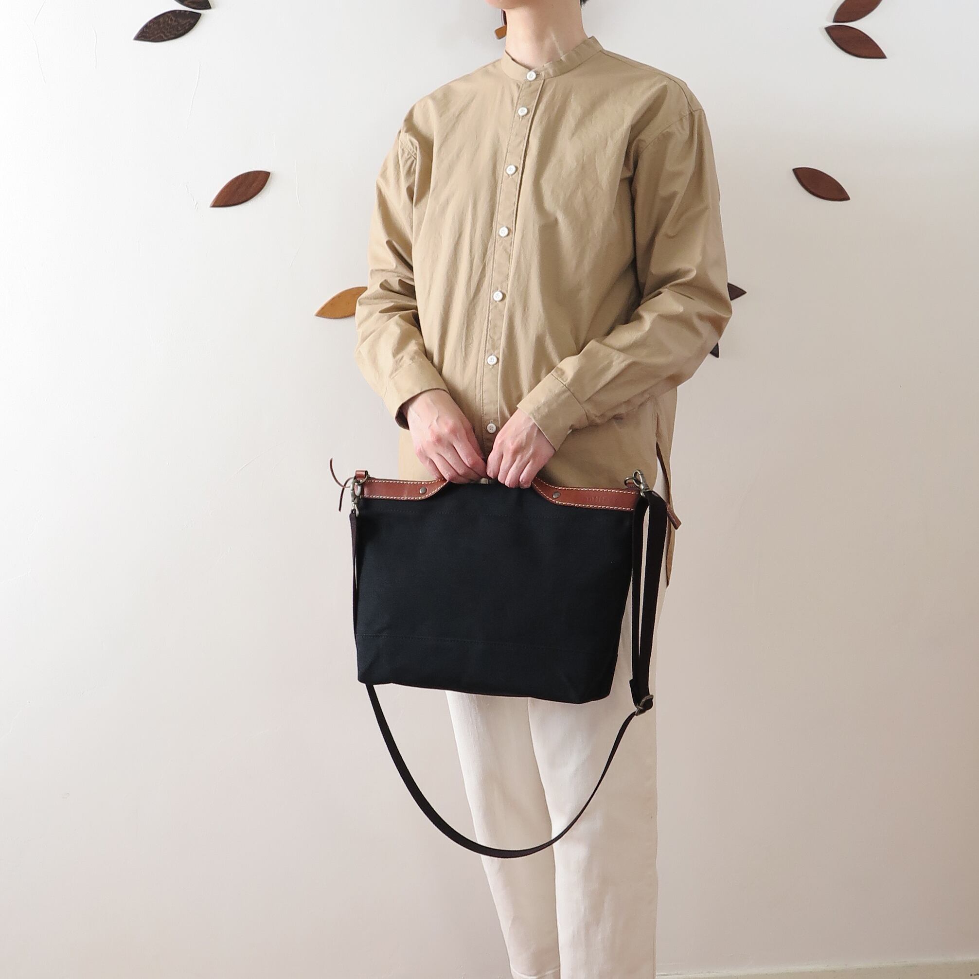 Paraffin canvas 2WAY (tote & Shoulder) bag 「advantage」BLACK