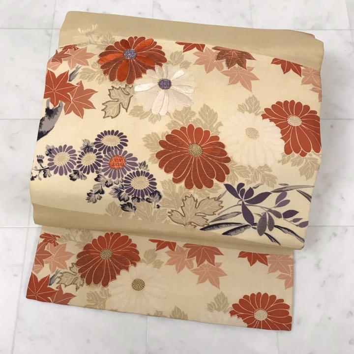 袋帯 松藤 蝶 梅 菊 斜線 24M109f - 着物・浴衣