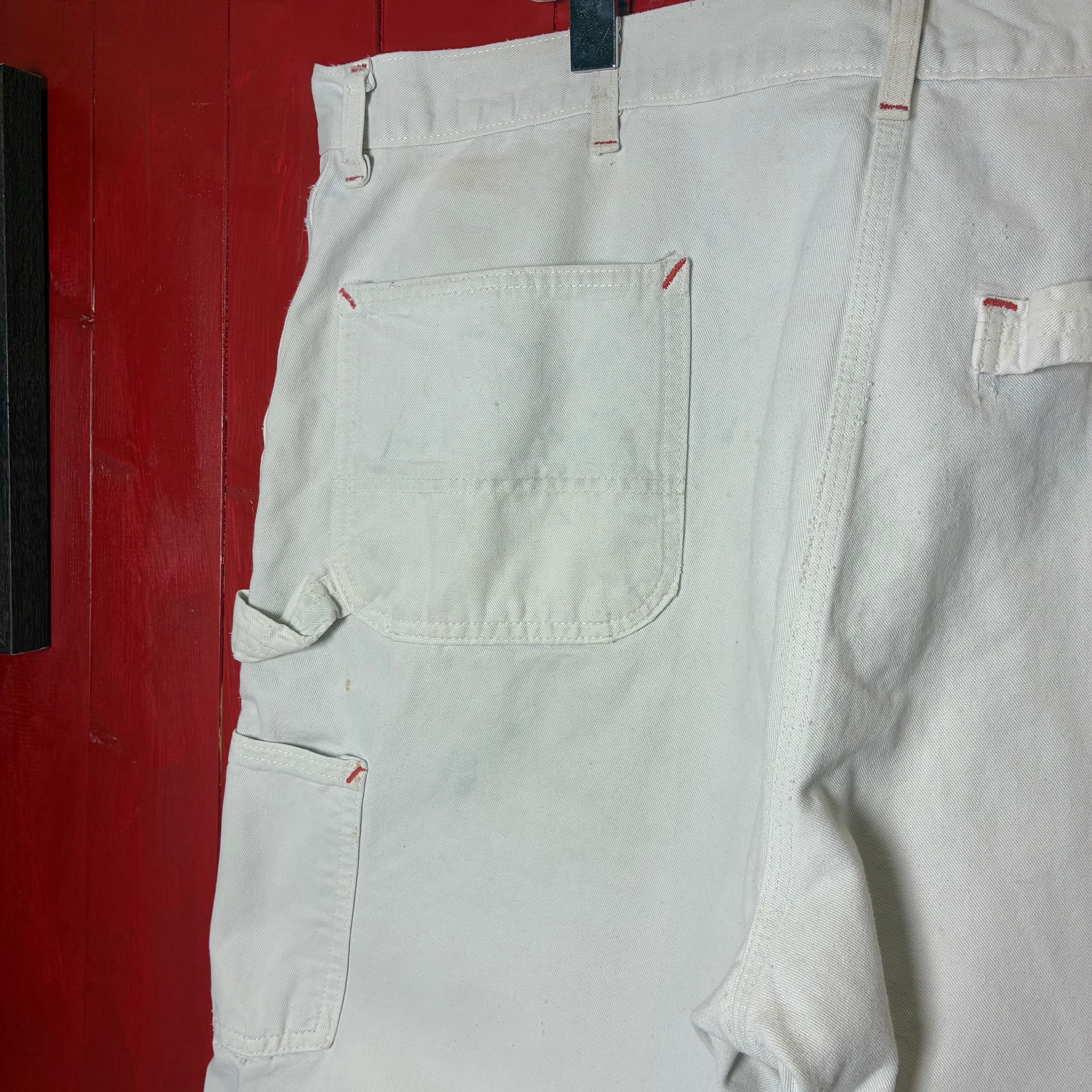 90s USA製 Carhartt ダブルニーペインターパンツ 白 コットンワーク