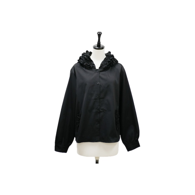 Frill hood blouson shirt
