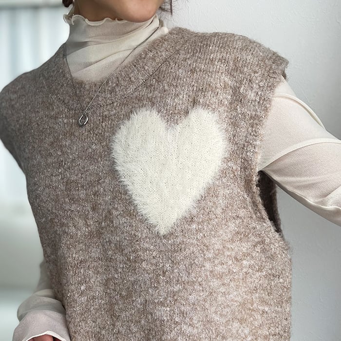 2025AW新作】ニットベスト レディース ベスト ハート柄 ブークレ