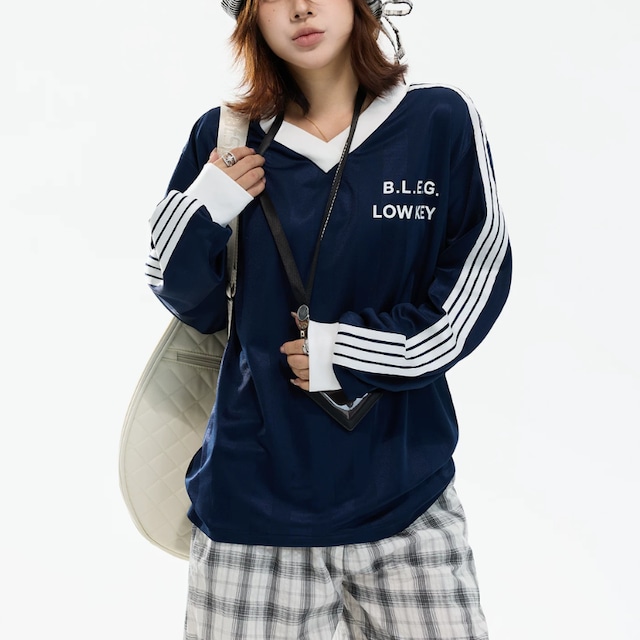 v-neck long game tee　Vネックゲームロングティー　J2104