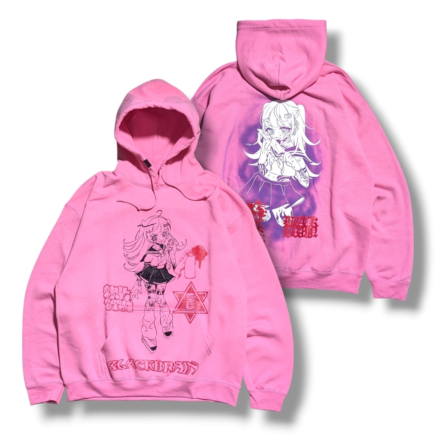 Brain Girl Warm Hoodie | BLACK BRAIN