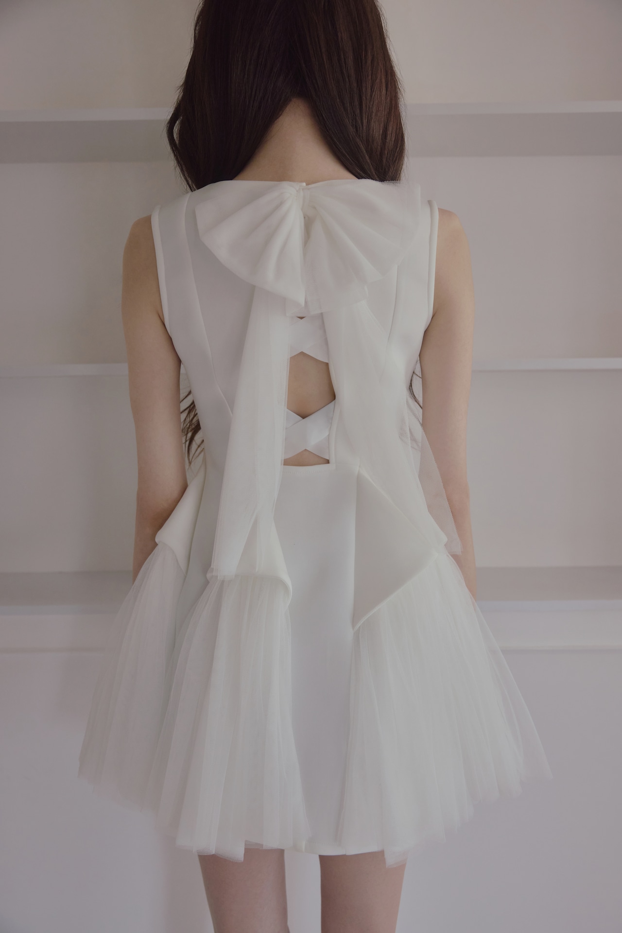 Back ribbon tulle dress