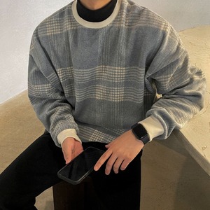 チェックパイピングニット　MT0080327