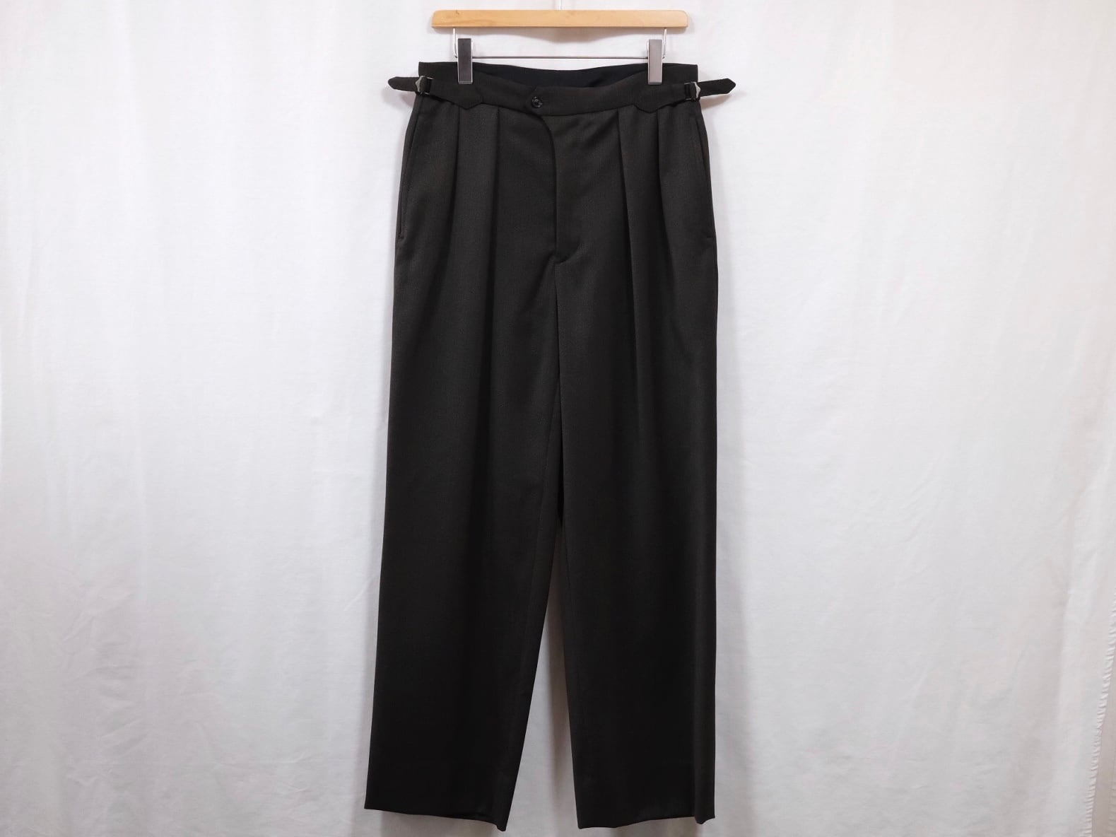 ULTERIOR” MELANGE WOOL GABARDINE WIDE TROUSERS MELANGE BROWN