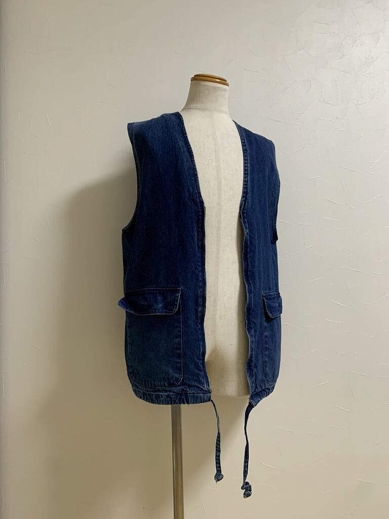 1990's Denim Zip-Up Long Vest