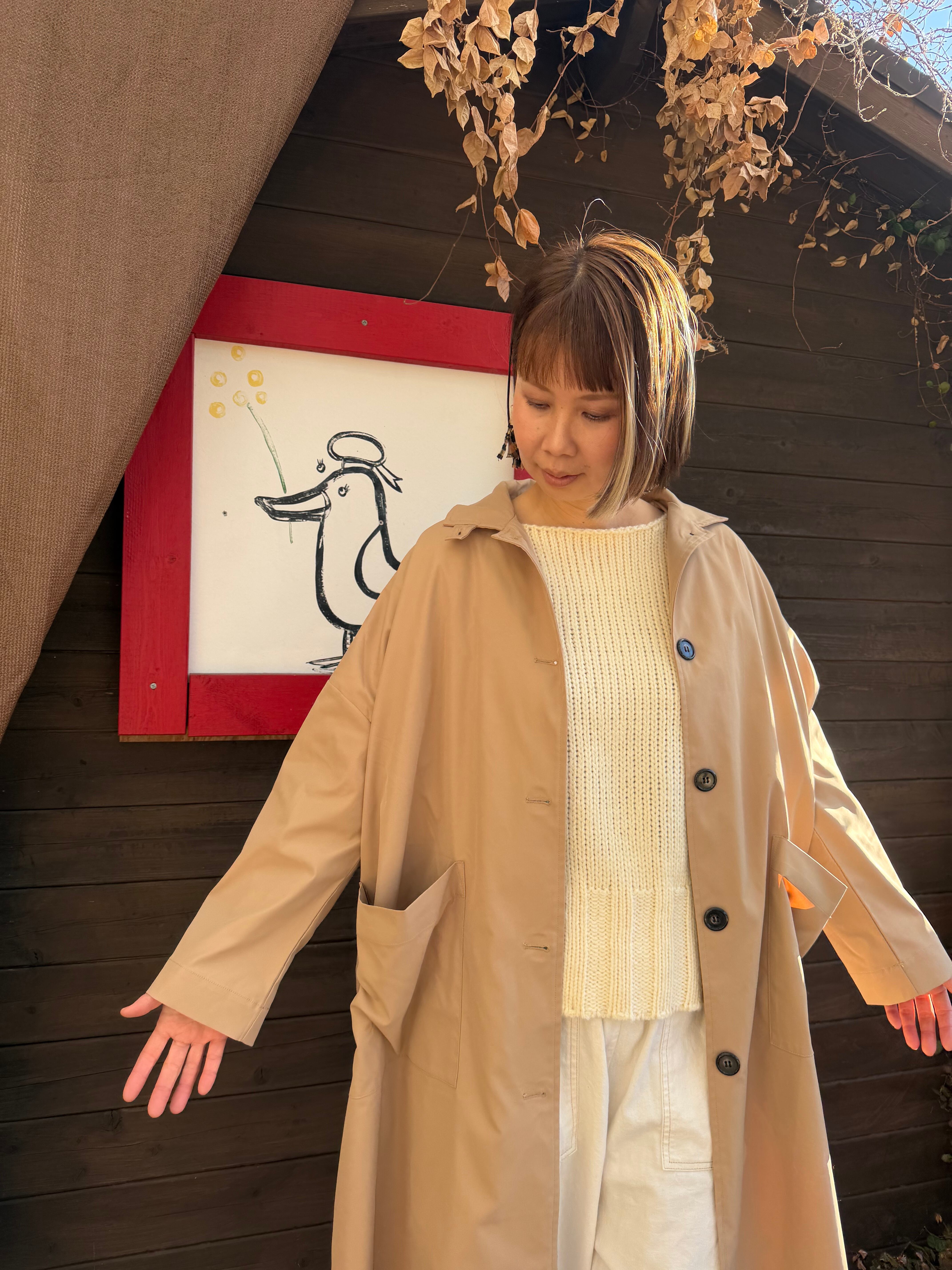 わわほん。さん専用 ベージュ コットン オーバーサイズコート 予約販売】 オーバーサイズ ステンカラーコート | KISHIKA