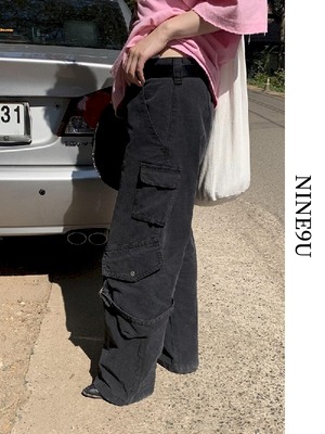 denim wide pocket pants【NINE5959】