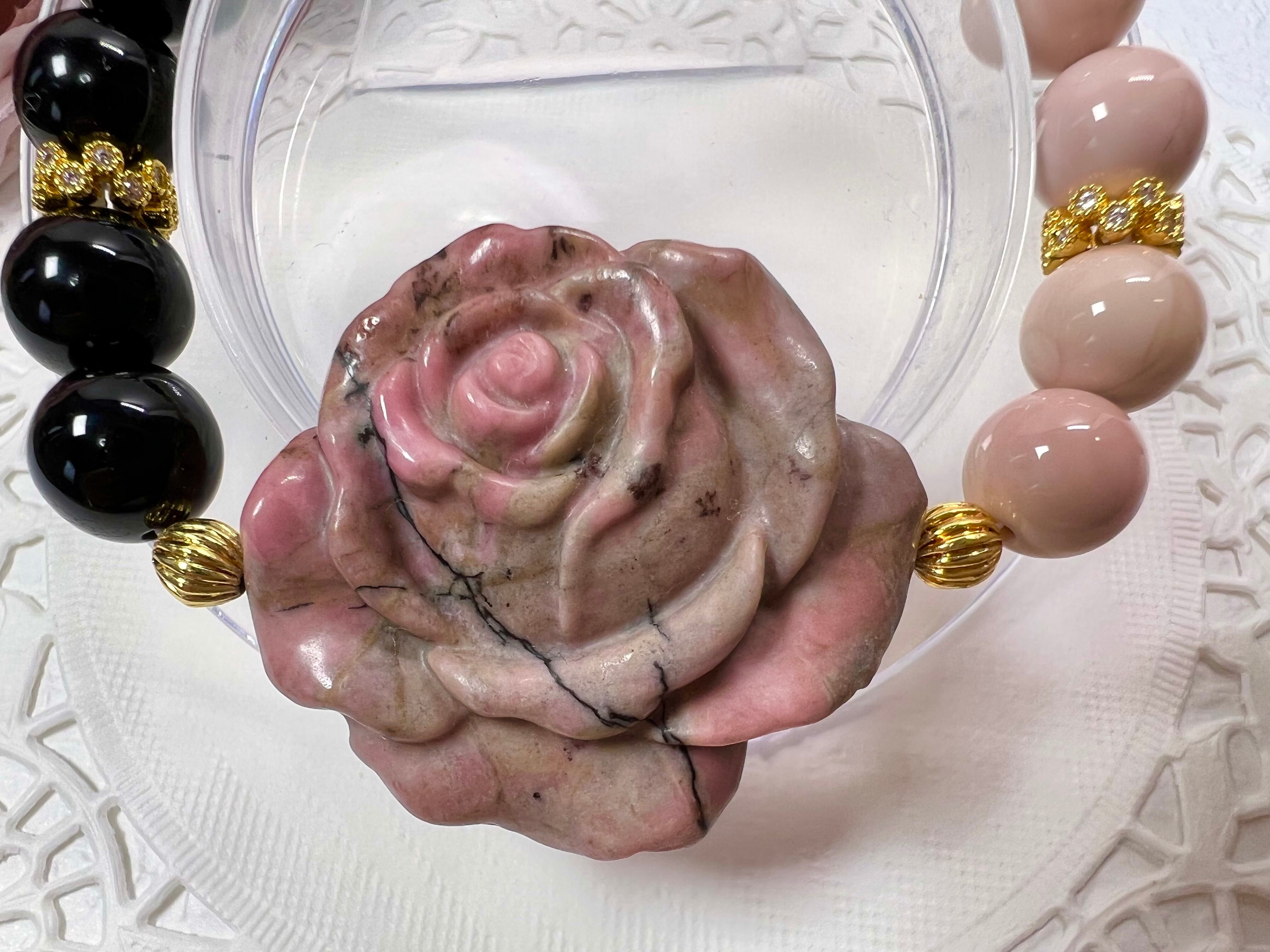 【ロードナイト薔薇ブレスレット❁¨̮】◆送料無料◆天然石 パワーストーン