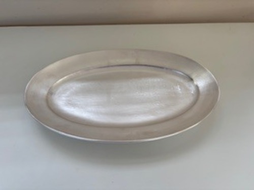 加藤あゐ　リム楕円大皿（銀彩）