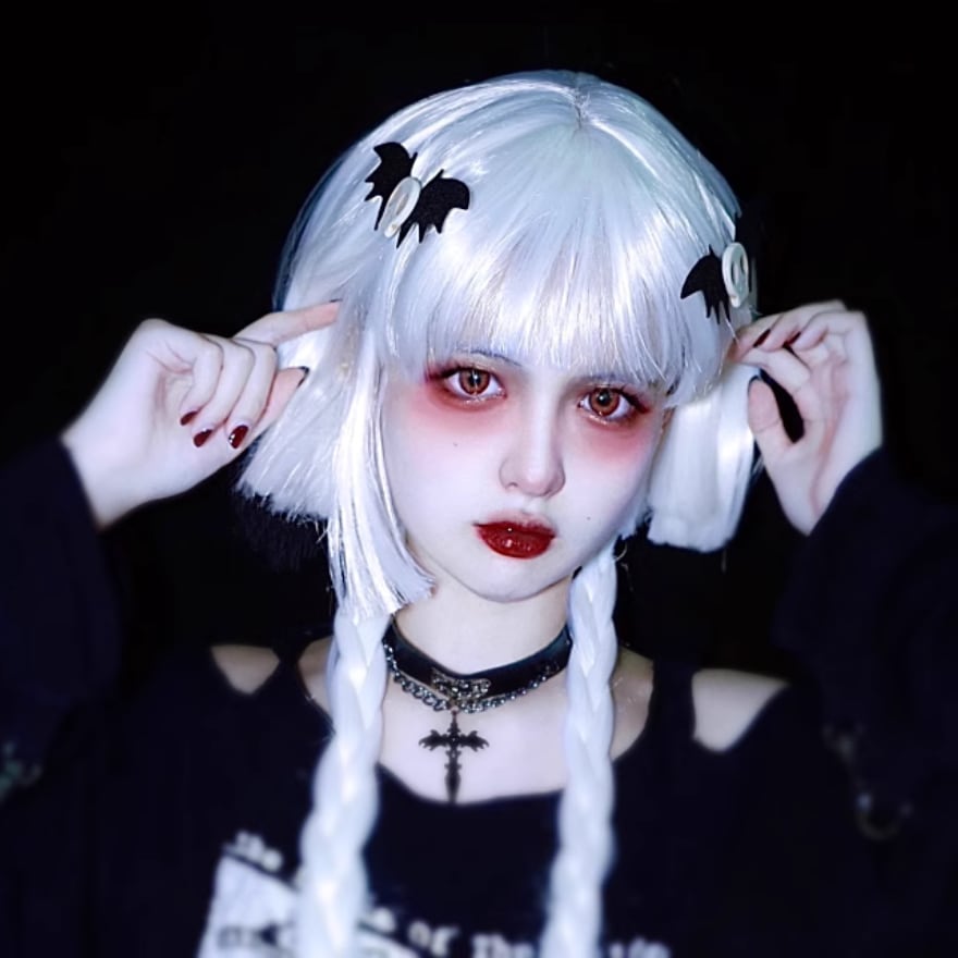 印象のデザイン ヘアクリップ♥黒 紫 レース コウモリ ハロウィン