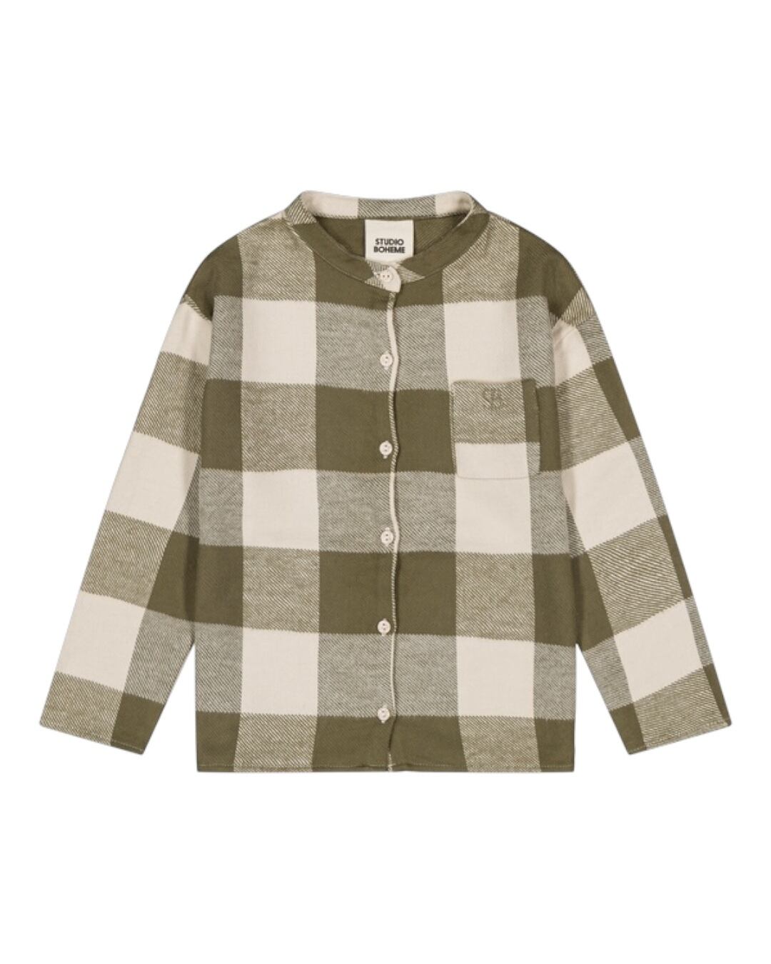 36M/4Y【STUDIO BOHEME】JIM SHIRT/Kaki Gingham