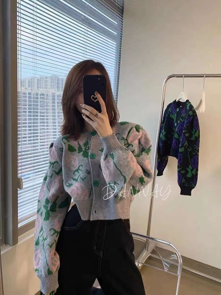 花柄ニットカーディガン  AJ22231-6033